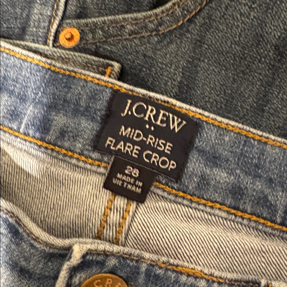 J. Crew Medium Wash Mid Rise Flare Crop Jeans 28 - Picture 8 of 8